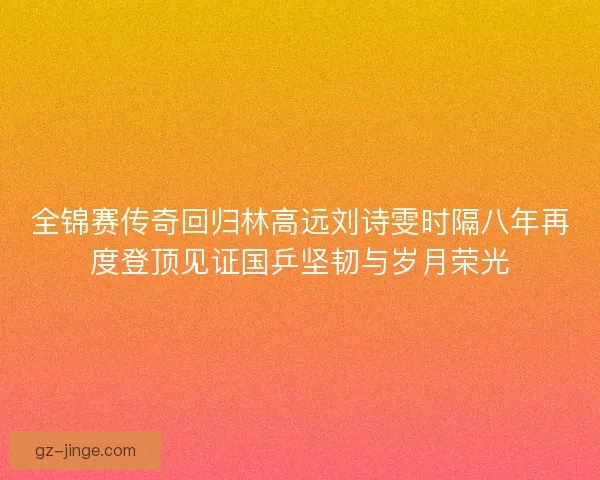 全锦赛传奇回归林高远刘诗雯时隔八年再度登顶见证国乒坚韧与岁月荣光